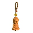 thumbnail image 3 of VONKY Mini Wood Buddha Key Chain Lucky Accessory Shui Sculpture Feng Craft Pendant Colored Rope Length 7cm, 3 of 6