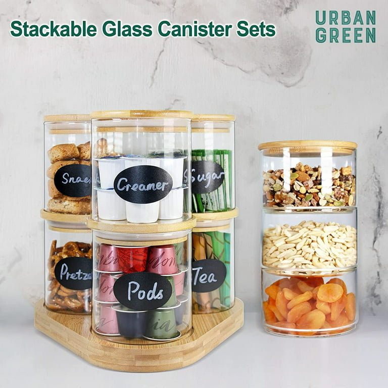 Square Glass Jars Set, Square Pantry Jars With Bamboo Lids, Food Storage Container  Canisters 