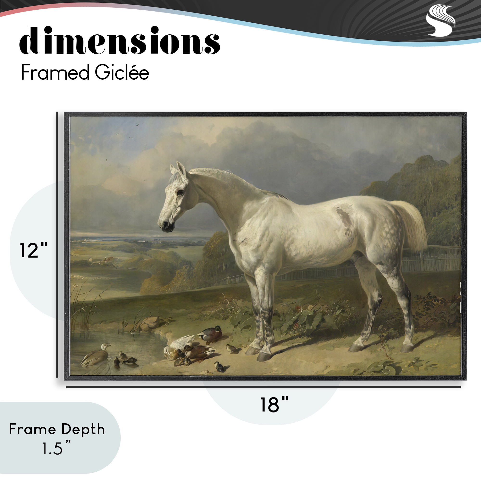 Stupell Industries Grey Horse And Ducks In Landscape Black Framed Giclee Art, design by Tina LeCour