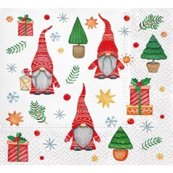 Gnome Napkins GNOMES AND GIFTS 40pcs Christmas Paper Napkins, Christmas Paper Napkins for Decoupage