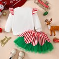thumbnail image 4 of Bainana Girls Christmas Outfit Set Long Sleeve Cartoon Striped Print Sweatshirt Skirt 2 Pieces Clothes Set Toddler Kids Trendy Daily Wear, 4 of 9
