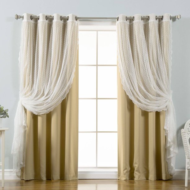 Best Home Fashion Dotted Tulle Blackout Mix & Match Curtain Panels