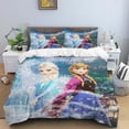 thumbnail image 2 of Disney Cartoon Frozen Elsa Print Three Piece Bedding Set Cover Set With Pillowcase Children or Adults King Queen Full Twin Size, 2 of 5