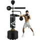 thumbnail image 1 of QinaQin Costal de box 5 en 1 con base para adultos y niños, incluye barra de reacción, pera loca y objetivo de golpeo, altura ajustable para kickboxing, 1 of 9