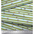 thumbnail image 3 of Soimoi Green Rayon Crepe Fabric Coffee Cup & Stripe Print Fabric by the Yard 46 Inch Wide, 3 of 3