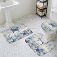 thumbnail image 3 of Ocean Crab Bathroom Rugs Set Blue Yellow Sea Star Shell Coral Blue Yellow Stripes Non Slip Absorbent Soft Bath Mats 3 Piece Set with Bathroom Rug, U-Shaped Floor Mat, Toilet Seat Cover Small Size, 3 of 9