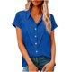 thumbnail image 1 of Camisas de Manga Larga para las Mujeres Suelto Ajuste Solapa Botón de Manga Corta Imitación Túnica de Lino, Camisas de Manga Larga para las Mujeres Bajo Scrubs Blusa Casual, 1 of 7