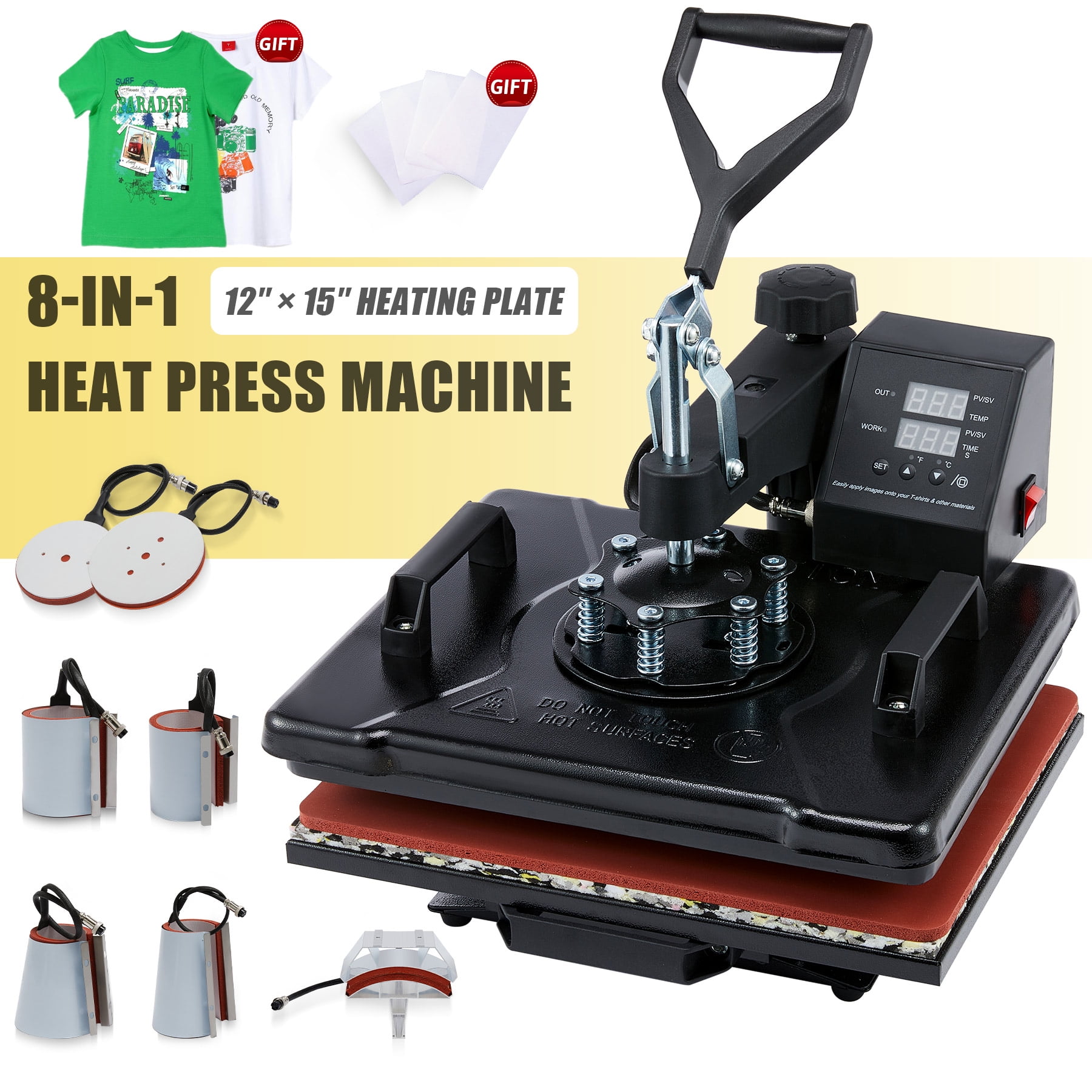 T Shirt Heat Press Machine for Shirt Mask Mouse Pad Puzzle More 12x10 900W 