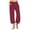 Wine, variant on Cotton Linen Capri Pants for Women Casual Summer Capris Drawstring High Waist Pants Wide Leg Cropped Trousers