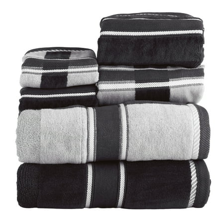 Lavish Home 6PC Towel Set - 525GSM Cotton Bathroom Accessories (Charcoal)