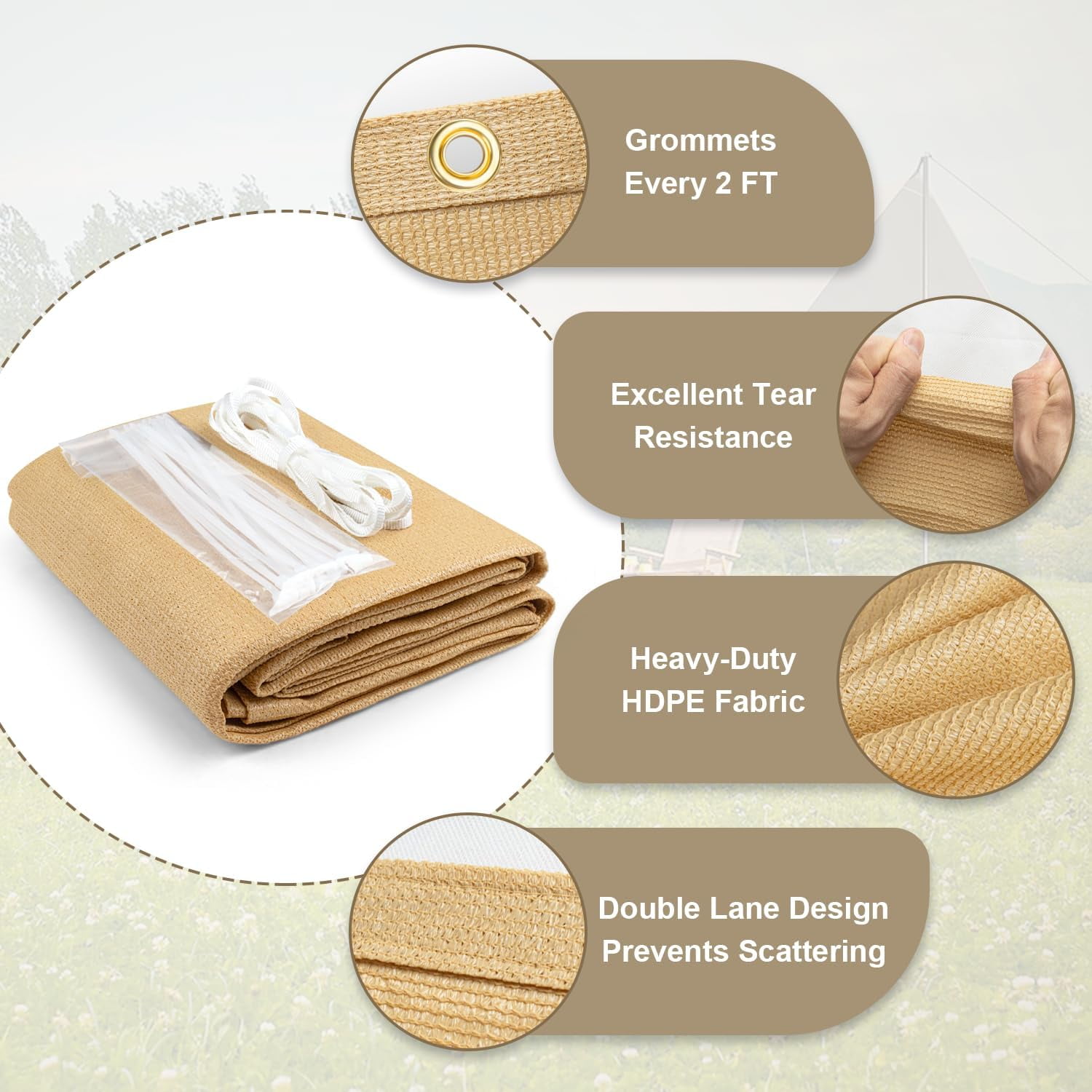 LOVE STORY Custom Size 8'x14' Sand Sun Shade Cloth with Grommets Pergola Shade Cover 95% UV Protection for Outdoor