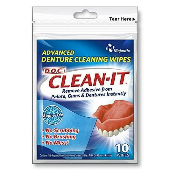 Clean It Denture Wipes 10 Wipes - Pack of 4 - 40 Total Wipes