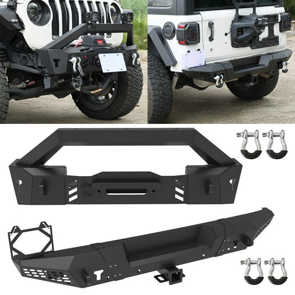 1 Set Front and Rear Bumpers For Jeep 2018-2023 Wrangler JL & JLU w/2*D-Rings Shackles