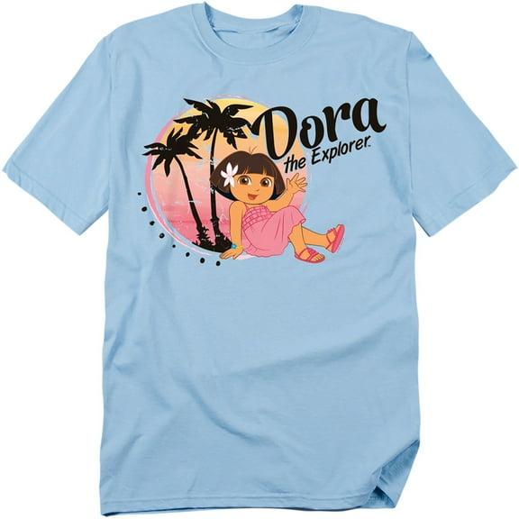 Popfunk Dora The Explorer Tropical Breezes Unisex Adult T Shirt, Light Blue, Small