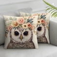thumbnail image 2 of COMIO Cute Bird Owl Wreath Adorable Animal with Roses Flower Garland Pillow Covers 2-Pack Short Plush Pillowcase White, 2 of 6