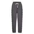 thumbnail image 4 of Ediodpoh Womens Pants Solid Color Elastic Waist Loose Side Buckle Back Pocket Cropped Casual Pants Dark Gray M, 4 of 8