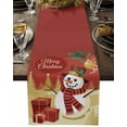 thumbnail image 5 of Merry Christmas Snowman Table Runner 13x60in Non-Slip Cotton Linen Table Runners, Xmas Tree Red Gold Theme Dresser Scarves TableRunner for Dinner Kitchen Dining Wedding Party, 5 of 9