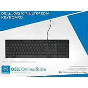 Dell KB216-BK-US Dell KB216 Keyboard - Cable Connectivity - USB Interface - English (US) - Play, Pause, Rewind, Fast-forward, Volume Control Hot Key(s) - QWERTY Keys Layout - Black