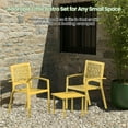 thumbnail image 4 of 3 Piece Patio Bistro Set, Outdoor Steel Furniture Set, Stackable Modern Conversation Sets for Balcony Garden Deck Patio w/2 Chairs 1 Table, Yellow, 4 of 6