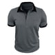 thumbnail image 2 of Blusa y camisa de manga corta con cuello vuelto para hombre, estilo casual, con botones y bolsillos, color liso, de poliéster., 2 of 8