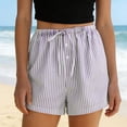 thumbnail image 7 of Aboser Summer Stripes Shorts for Women Trendy Beach Vacation Shorts Drawstring Elastic Waist Shorts Loose Casual Lounge Shorts with Pockets, 7 of 7