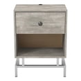 thumbnail image 2 of Camelia 1-Drawer and 1-Shelf Wood End Table with USB Port, Light Gray, 2 of 8