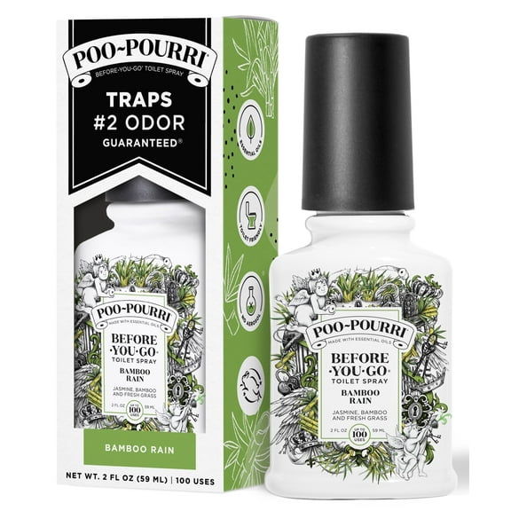 Poo-Pourri Bamboo Rain, Jasmine Bamboo Fresh Grass, Before-You-Go Toilet Spray, 2 Oz