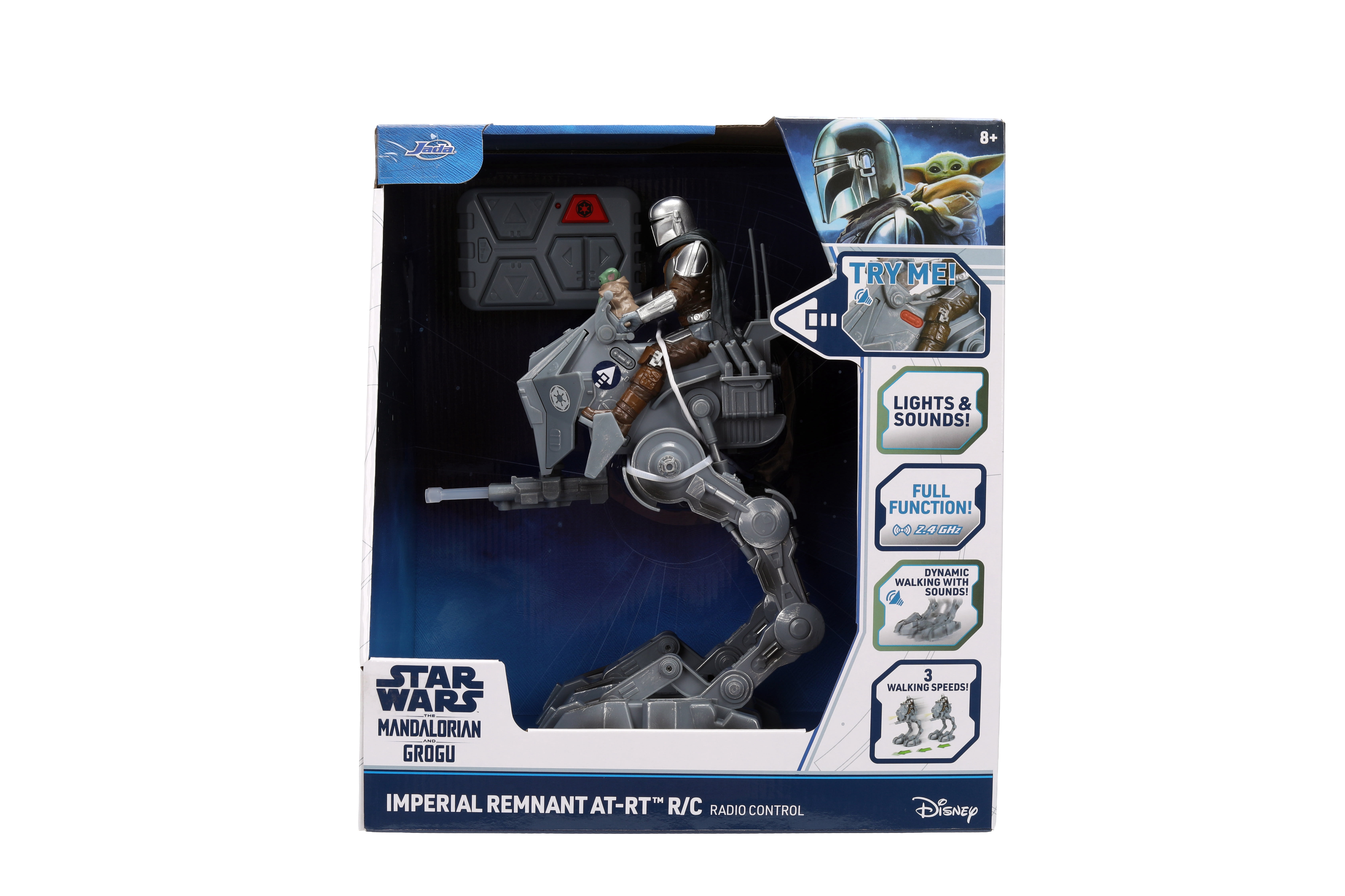 Marcheur AT-RT télécommandé Star Wars Imperial Remnant avec Mandalorien et Grogu, jouet de 33 cm avec sons et lumières, par Jada Toys