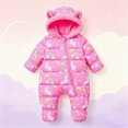 thumbnail image 2 of 3-6 Months Baby Boys Girls Snowsuits Winter Outfits Fleece Lined Hooded Footed Romper Cute Cartoon Print Warm Jumpsuit Infant Winter Clothes, 2 of 9