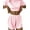 Pink White Striped, variant on Women's 2 Piece Striped Lounge Set, Summer Casual Comfy Short Sleeve Top & Matching Shorts Loungewear Set