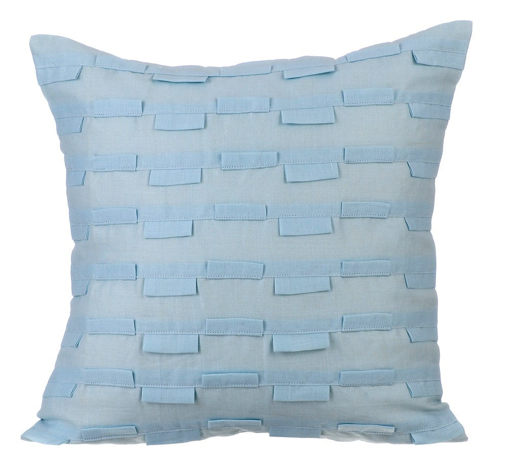 Light Blue Euro Shams 26x26 inch (65x65 cm), Cotton Linen European