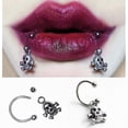 thumbnail image 5 of Piercing de labio gótico de acero inoxidable, 2 uds., anillo labret, colgante de esqueleto en forma de c, pendiente de hélice, cartílago en la oreja, piercing para el cuerpo, joyería, 5 of 5