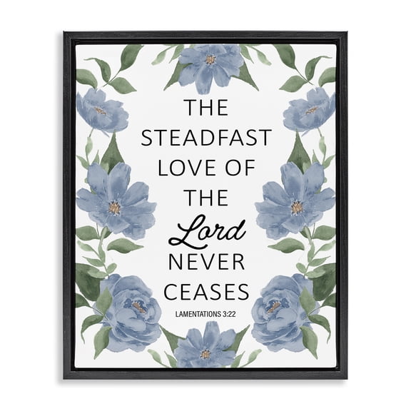Stupell Industries Farmhouse Steadfast Love Of The Lord Black Floating Frame Canvas Art, 17 x 21, by Lucille Price