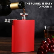 Hip Flask for Liquor Matte Red Stainless Steel Leakproof with Funnel,8 Oz, Set of 8