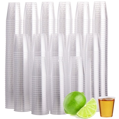 Matana - 500 Clear Plastic Mini Shot Glass Drink Cups (1oz) for Party, Birthday, Wedding, Pub