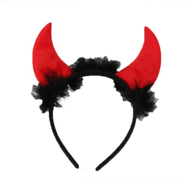 Accesorio Halloween Carnaval Rojo Negro Diadema Cuernos Diablo Rojo/Negro | Disfraz Halloween Y Carnaval | Para Mujeres Y Niñas Disfraz Demonio Diablesa