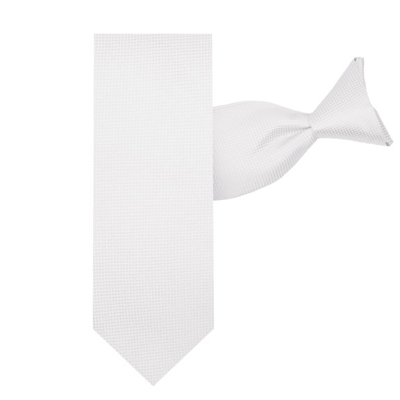 Jacob Alexander Men's Woven Subtle Mini Squares Pre-Tied Clip-On Neck Tie - White