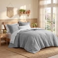 thumbnail image 3 of Regency Heights Queen Size Comforter Set, 7-Piece Reversible Bed in a Bag with Sheets, Gray, 3 of 13