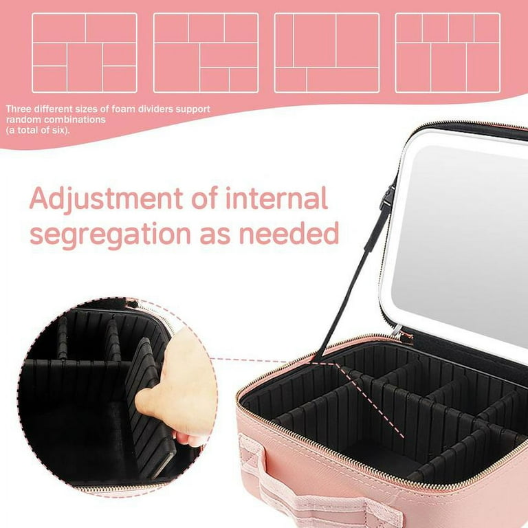 Makeup Bag with Mirror and Light Travel Makeup Train Case Cosmetic Bag Organizer Portable Artist Storage Bag with Adjustable Dividers Makeup Brushes Storage Organizer - Walmart.com Makeup Bag with Mirror and Light Travel Makeup Train Case Cosmetic Bag Organizer Portable Artist Storage Bag with Adjustable Dividers Makeup Brushes Storage Organizer - Walmart.com