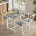 thumbnail image 3 of Dining Table Set for 4, LEGAHOME 5-Piece High Top Table and Chairs Set, Counter Height Kitchen Dining Table with 4 PU Leather Chairs, Breakfast Nook Dining Set for Small Spaces, Gray, 3 of 8