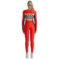 thumbnail image 2 of Sxiwei Womens Checkerboard Jumpsuit Rompers Racer Driver Costume Speed Car Driver Uniform Red L, 2 of 5