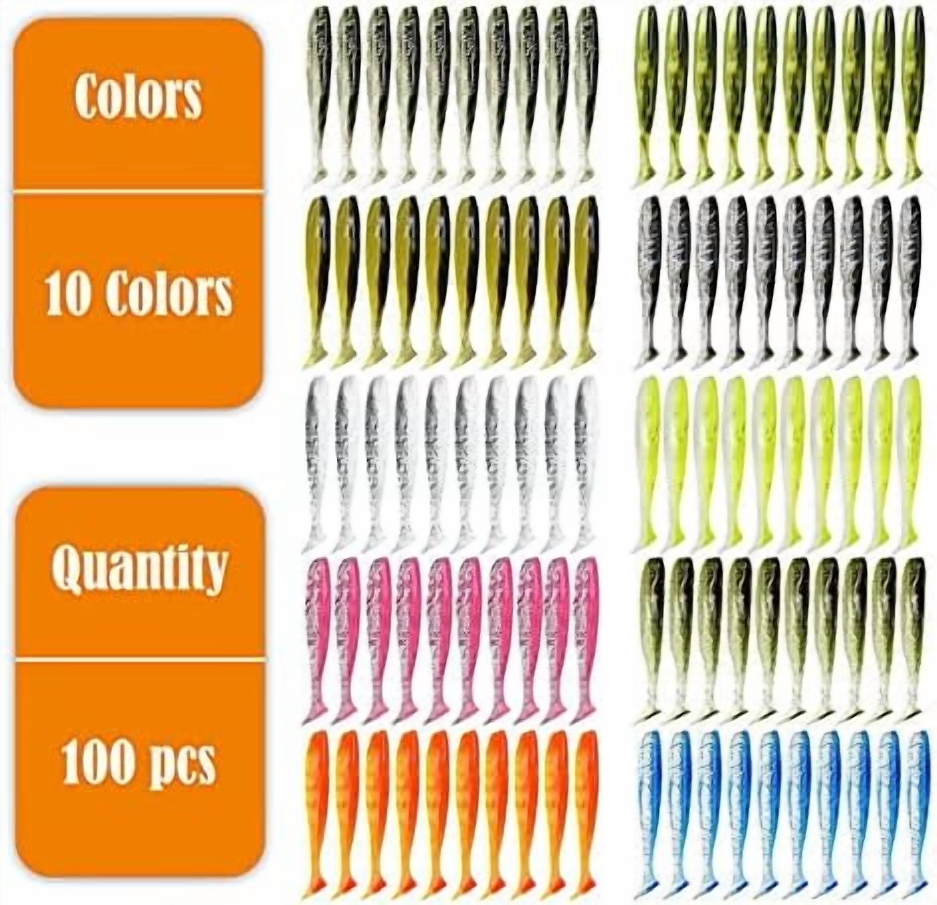 100pcs Paddle Tail Swimbaits Lures, Soft Plastic Fishing Lures Kit, 2.75" Bass Fishing Bait for Freshwater and Saltwater with Box