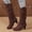 Brown, variant on KEVCHE Women's Chunky Heel Knee High Boots, Fall Winter Lace Up Pointed Toe High Heel Boots with Breathable Lining, Trendy Boots for Daily Party Wear