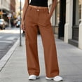 thumbnail image 2 of AherBiu Cargo Pants for Women Button Mid Rise Straight Leg Streetwear Juniors Cargos Loose Fitted Hiking Pants with Pockets(Small,Brown), 2 of 8