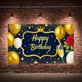 thumbnail image 6 of Navy Blue and Gold Happy Birthday Banner with Crown Stars Balloons Roses and Champagne Glasses Background for Birthday Party Decorations Photography Props Celebrations Event Backdrop Party Supplies, 6 of 7