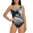 thumbnail image 2 of Yiaed Running Horse Print Women One Piece Swimsuits Tummy Control One Shoulder Bathing Suits Pattern Ruffle Swimwear-Medium, 2 of 8