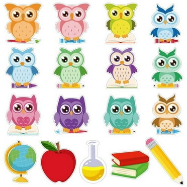 Owls Cut-Outs Bulletin Board Set with Name Tag, Classroom Decoration, 66 Count