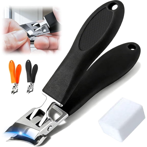 Wide Jaw Opening Anti-Splash Slanted Nail Clipper, 2026 New Curved Toenail Clippers for Thick Toenails, Slanted Nail Clippers Curved Toenail Clippers for Ingrown Nails and Thick Toenails