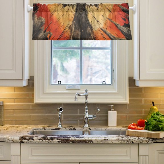 Bird Sun Wings Curtain Valances Farmhouse Design Window Treatment Decor Blackout Rod Pocket for Windows Living Room Kitchen 54" x 18"