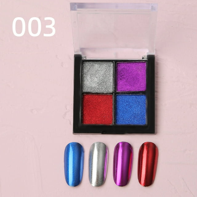 Xihbxyly Polvo para Decoración de Uñas, Polvo de Titanio de Cuatro Colores, Diseño con Efecto Espejo, Fácil de Aplicar para Una Manicura Espectacular, Uso En Salones de Belleza En Casa, Bienvenidos L
